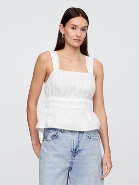 GAP White Smocked Peplum Camisole